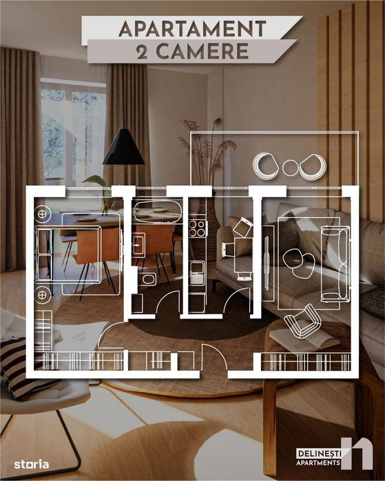 Apartament 2 Camere Standard - Camere Decomandate , Bucătărie Inchisă