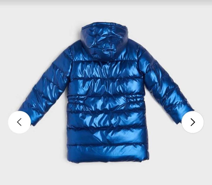 Ново детско зимно яке Sinsay с качулка, дълго, син цвят, 98см, 1,5-2г