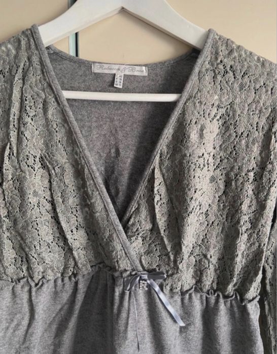 Bluza gri florală bumbac Rebecca & Bros