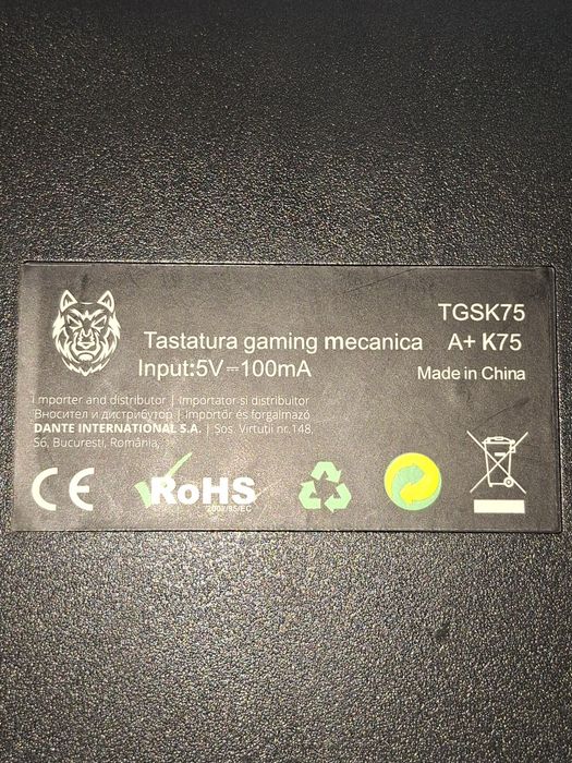 Vând Tastatură de gaming A+ K75 cu 87 taste