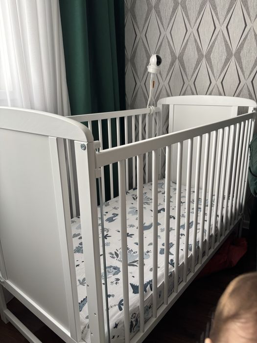 Patut din lemn bebe 120x60 plus saltea din cocos ca noi