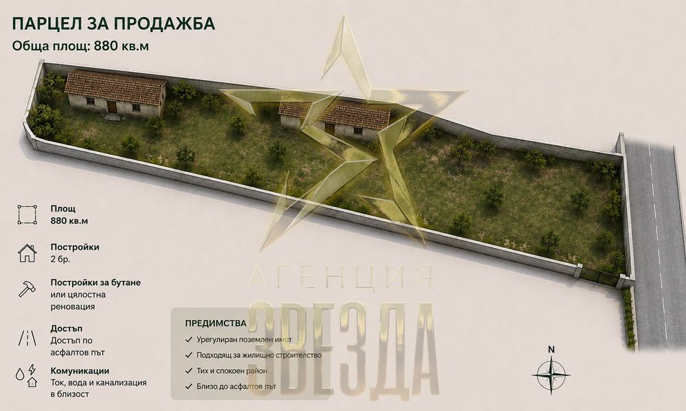 Ограден парцел – 840 кв, с. Бяла Река, Първомайско