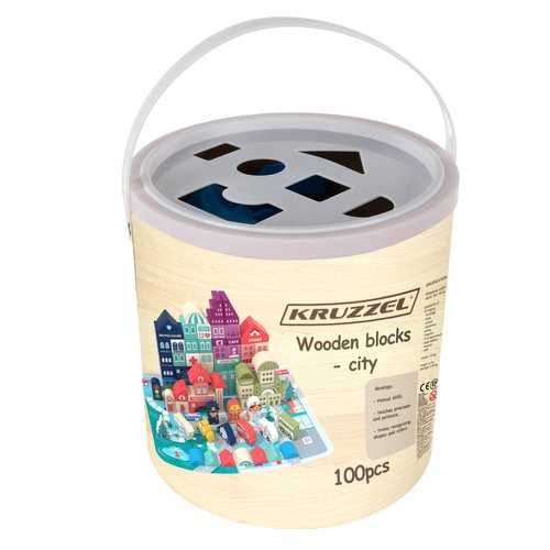 Дървени блокове-Град 100 броя Kruzzel