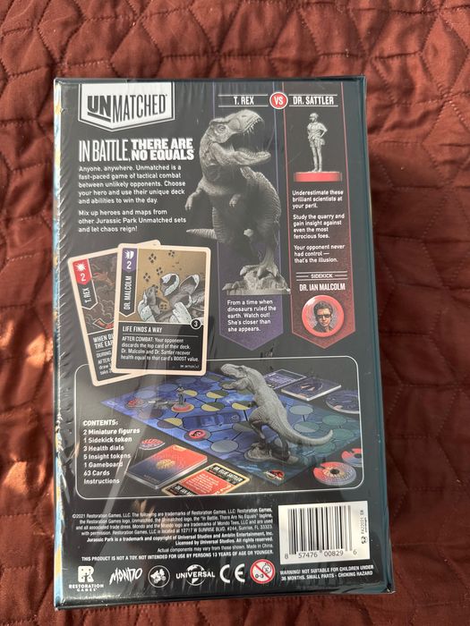 Настолна игра - Unmatched Jurassic Park - Dr. Sattler vs T.Rex