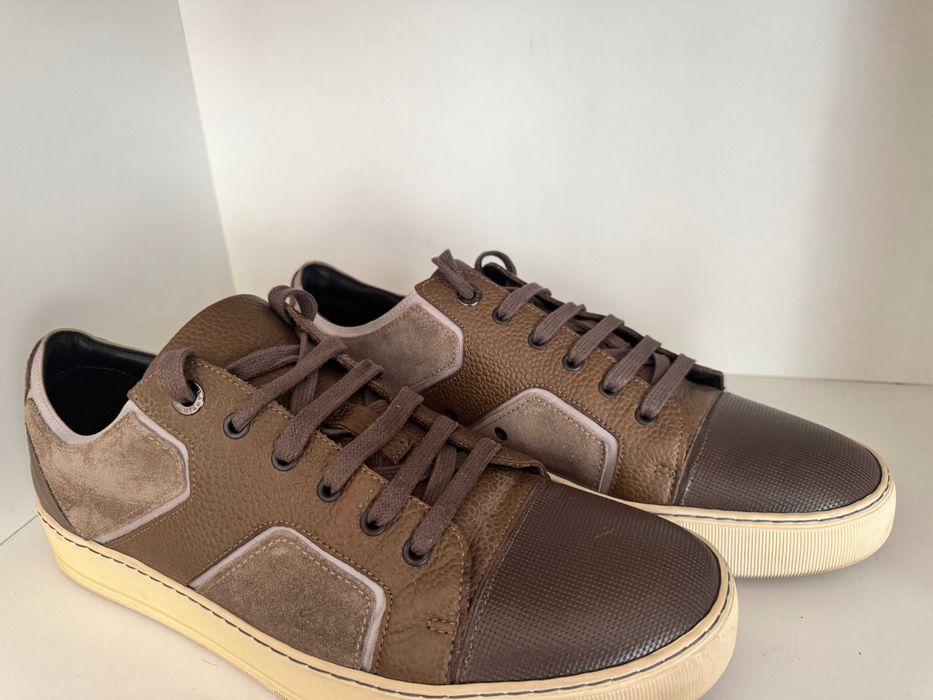 Pantofi sport eleganti Lanvin Tennis Basse Puzzle maro - Piele Naturala Premium - 350 RON