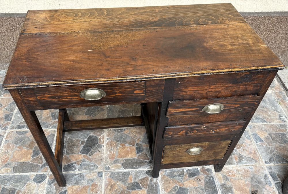 Birou vintage din lemn masiv (brad/molid)