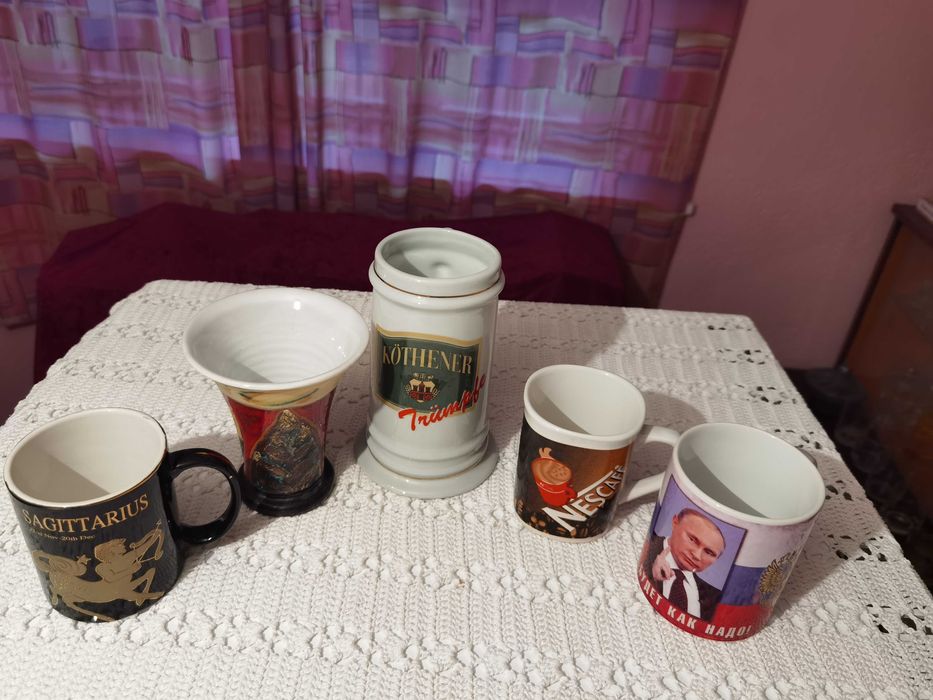 Керамични чаши различни,Арт,гръцка, халба, с образа на Путин и нескафе