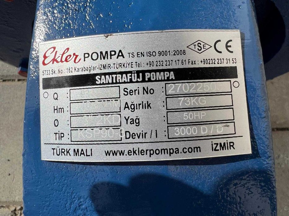 Помпа за напояване за трактор Ekler KSP90-3 (3″; 180 m , 63 m3/h)