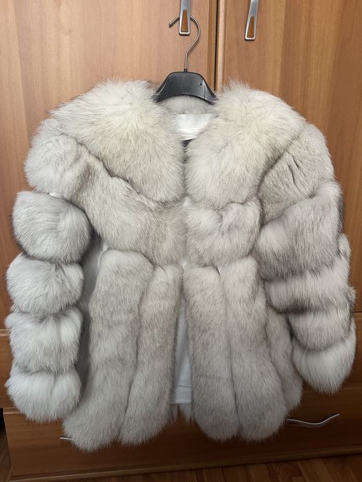 Haina din Blana naturala vulpe alba