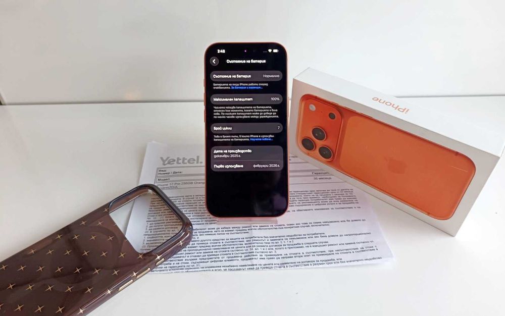 Apple iPhone 17 Pro ( нов,7 зареждания,100% батерия 36м. гаранция)