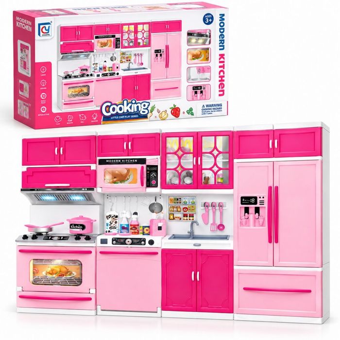 Голяма детска кухня Modern Kitchen със светлини, звуци, мивка, фурна,