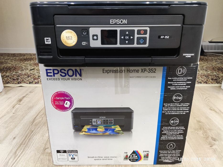Принтер МФУ Epson xp-352 струйный с БСНПЧ