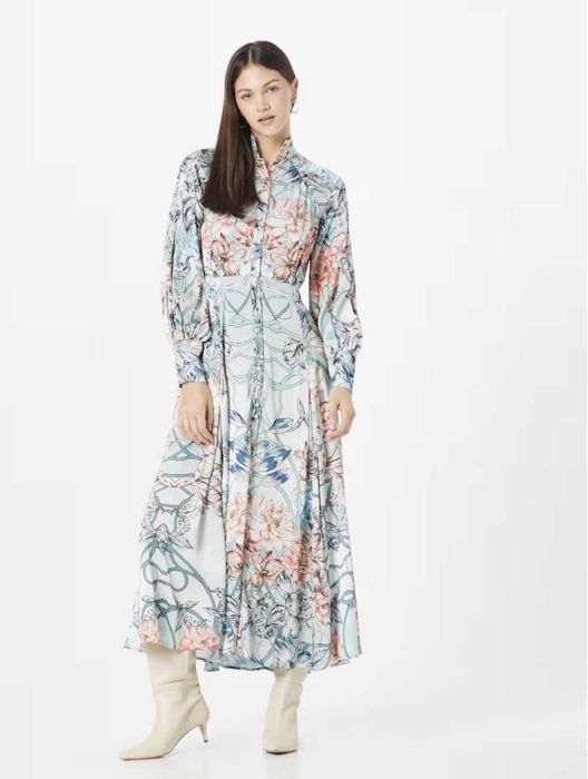 НОВА Рокля Karen Millen, размер 8/EU36, пастелно зелено, бяло, розе