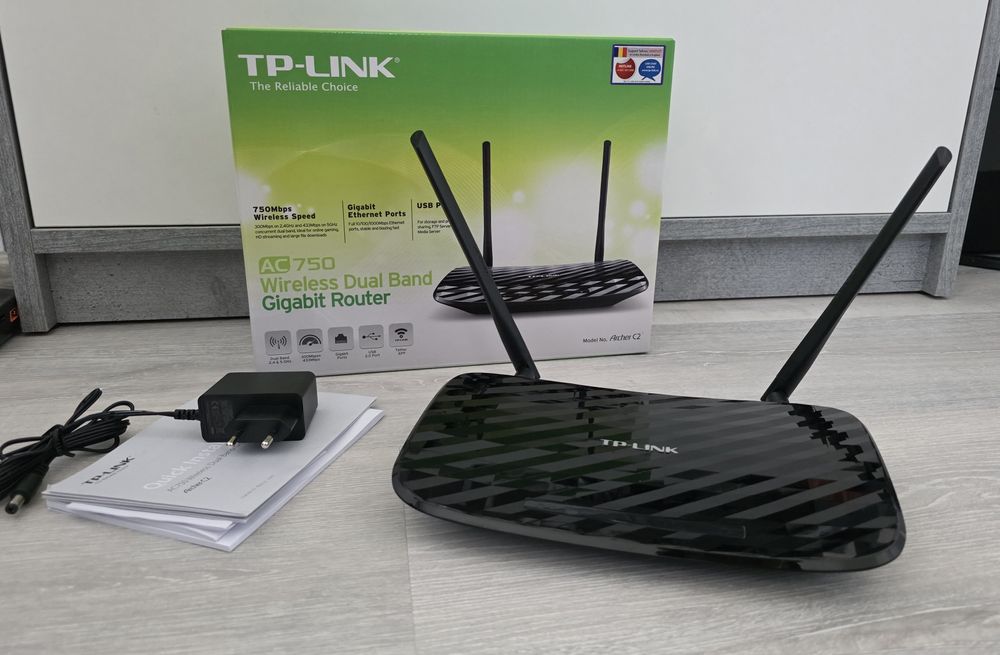 Router Gigabit Wireless WiFi TP-Link Archer C2 AC750 dual band 5GHz 802.11ac cu USB FTP