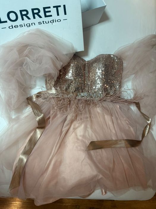 Мини сет топ с пола BALLERINA пайети тюл розово злато