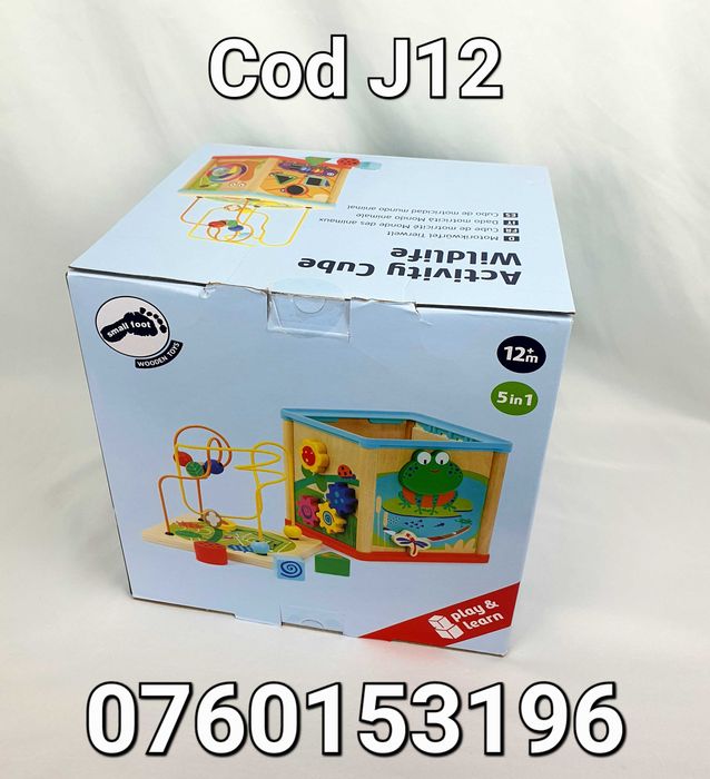 Centru-Cub de activitati Cu animale-Educativ-Interactiv-Din Lemn-J12