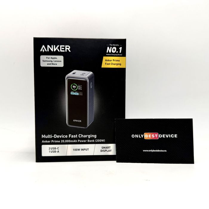 Acumulator extern Anker 20.000mAh; 200W  1 x USB; 2 x USB Type-C