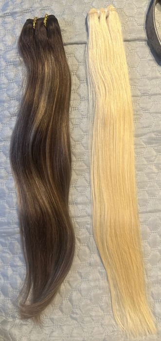 НОВА естествена коса 100% Remy – 2 комплекта, 50см, омбре(+ руса