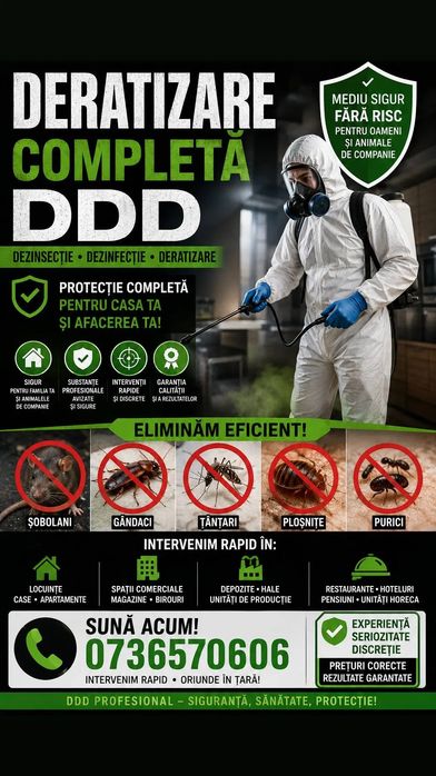 Servicii DDD București - Dezinsecție și Deratizare cu Garanție