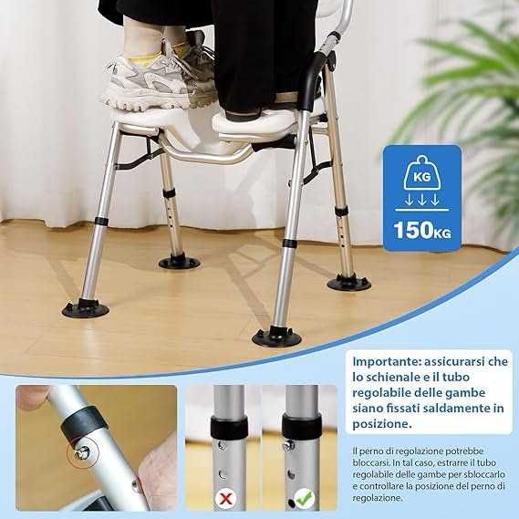 Scaun de duș pliabil DEWEL,  pentru vârstnici,persoane cu dizabilitati
