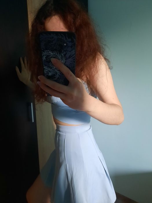 Fustă mini albastru-deschisă