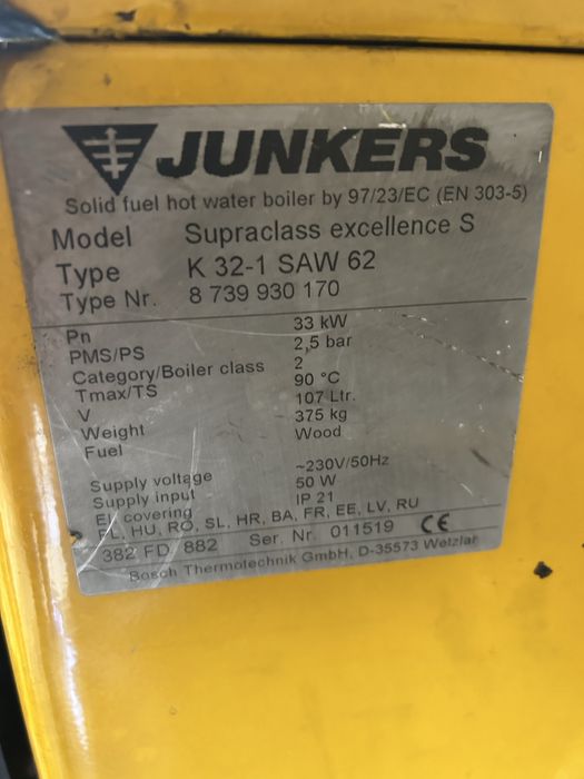 Centrala lemne junkers cu gazeificare