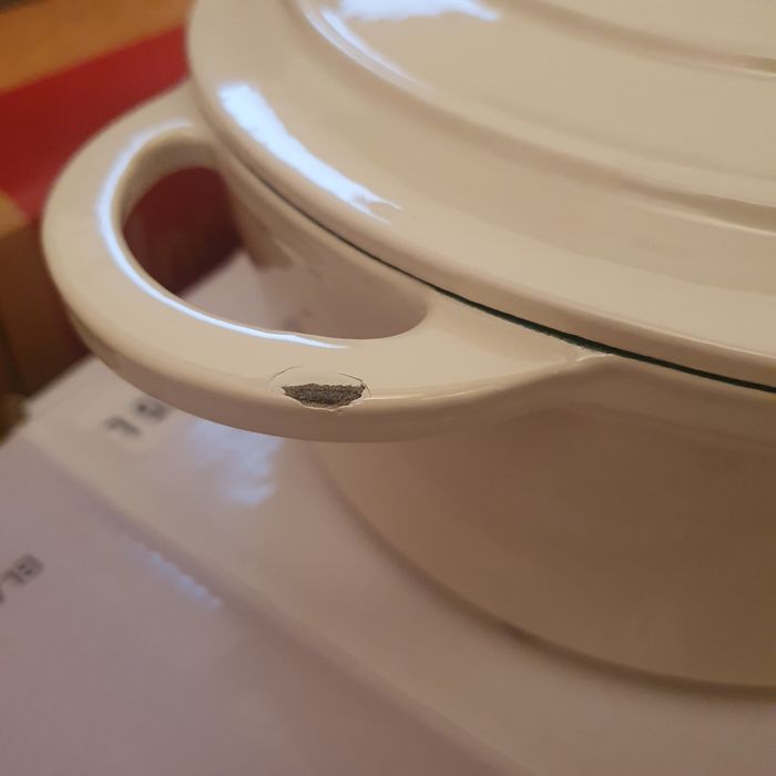 Oala din Fonta Emailata, 2.85L/22cm, alba - Lätt Home