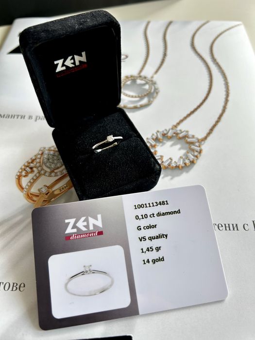 Пръстен бяло злато с диамант от ZEN Diamond