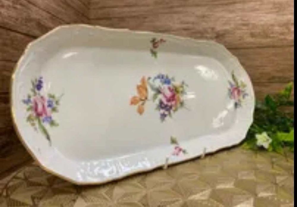 Фарфоровое блюдо 51см Мейсоновский букет Чехия