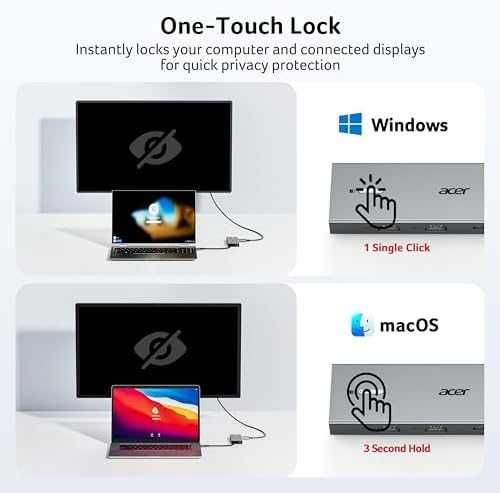 Acer USB-C докинг станция 9-в-1 с 2×HDMI 4K 100W PD