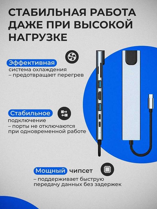 USB hub Splitter type-C 8 tasi 1 da adapter