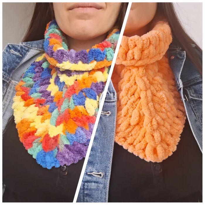 Ръчно плетен шал-яка от прежда Ализе пуфи