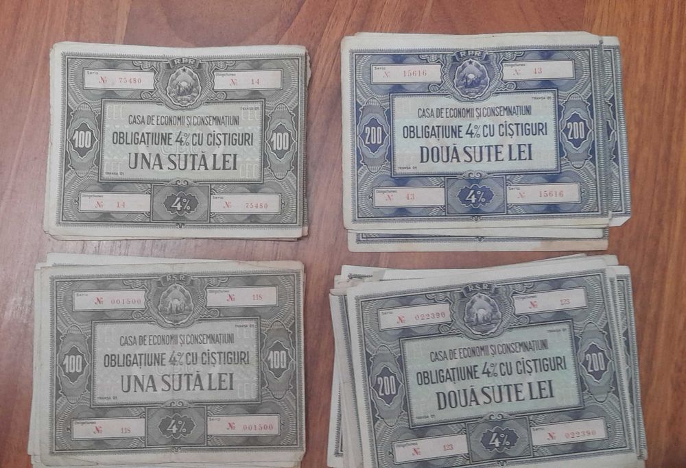 Obligatiuni CEC 100 și 200 lei - 53 bucati