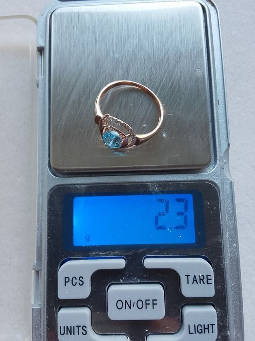 Серьги и кольцо 585* аквамарин