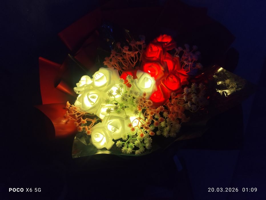 Букет светящийся из Роз. Горят