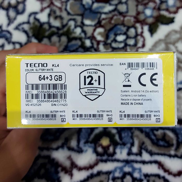 Tecno Go 1 kafolati bilan xarid qiling. Karobkasi ochilmagan.