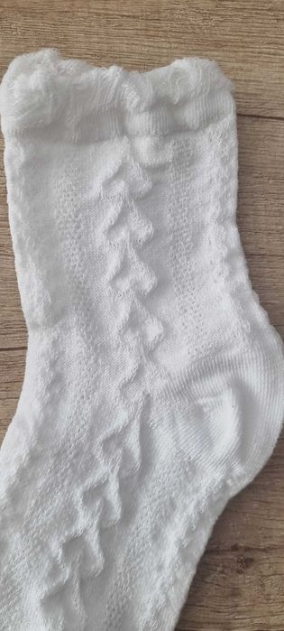 5 бр. елегантни дамски бели чорапки с цветя, one size