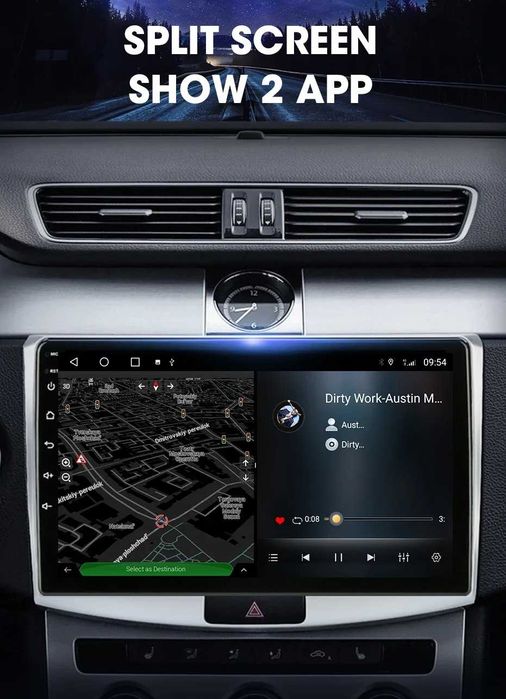 VW PASSAT B7 B6 CC 2010-2015 2-DIN 10” 1280x720 с Android 14, 6/128GB, 4G/LTE