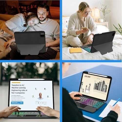 Нов Клавиатура Калъф за таблет iPad Pro 11 2024 M4, Подсветка и Тъчпад