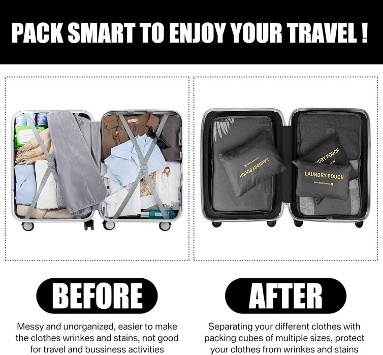 Set 6 genti organizatoare de calatorie pentru depozitare haine valiza