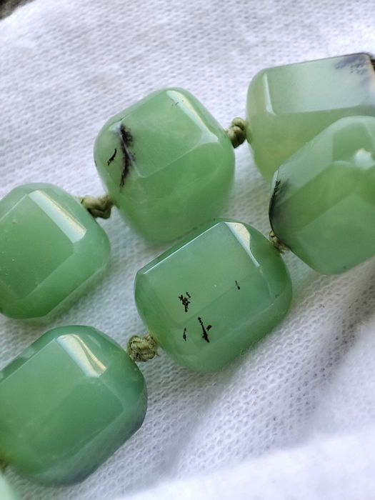 Colier aur 14k cu Crisopraz natural Chrysoprase Lantisor lant crysopraz UNICAT ARTMAX