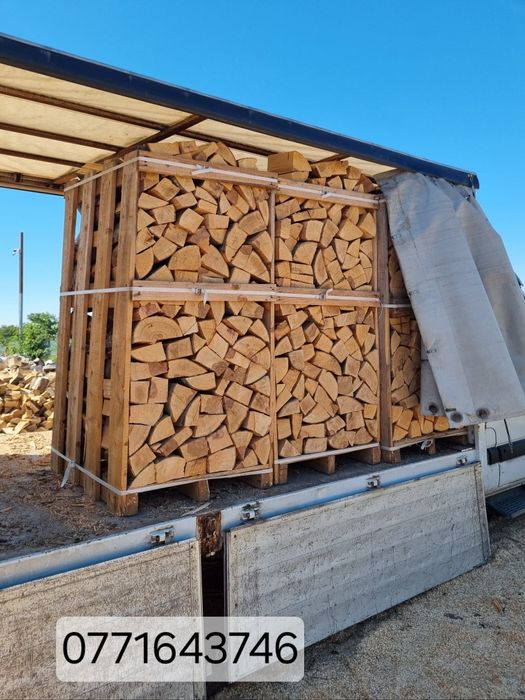 Lemne de foc la palet tăiate și sparte paletizate fag stejar