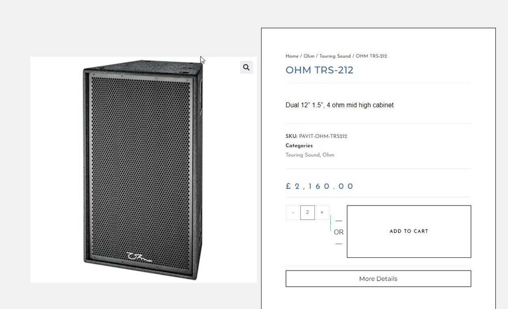 Topuri Ohm Trs 212 ( 140,5 Max SPL)