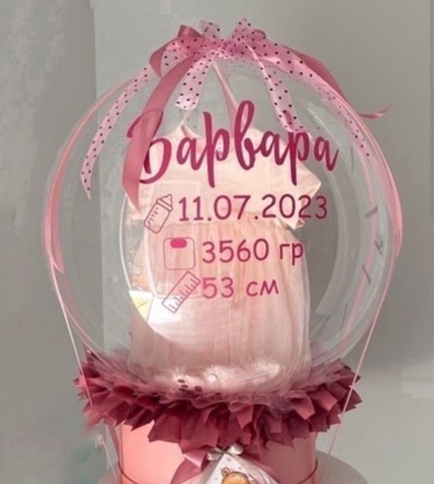Подарок в бабл шаре на выписку
