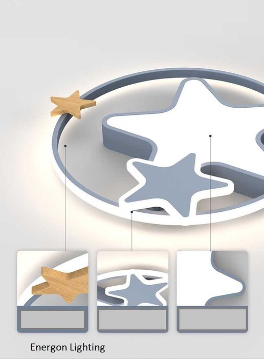 Луксозна LED лампа за ДЕТСКА СТАЯ висок клас плафон ЗВЕЗДА СИВ