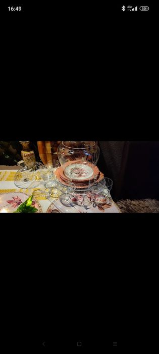 Set din sticla cu cani, nou nefolosit, inserții deosebite, Germania