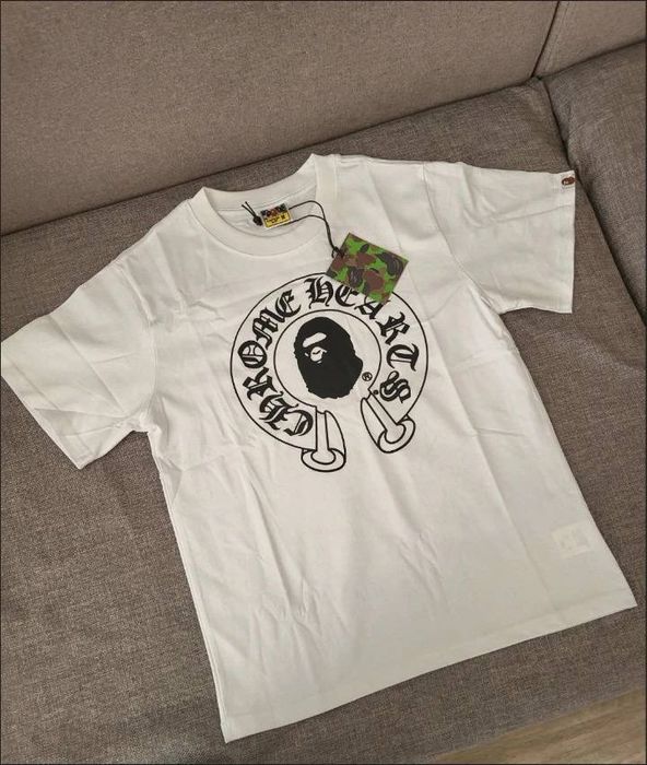 футболка, колоборация Chrome hearts & bape