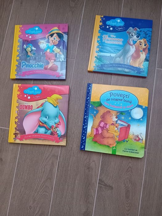 set 4 carti  copii noapte buna Pinocchio Dumbo toamna vagabondul vise