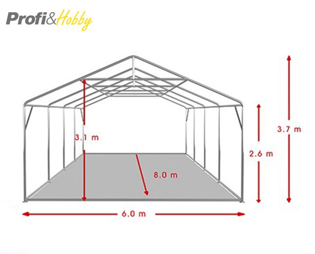 Шатра 6X8 м PROFESSIONAL - 2.6м височина на страниците