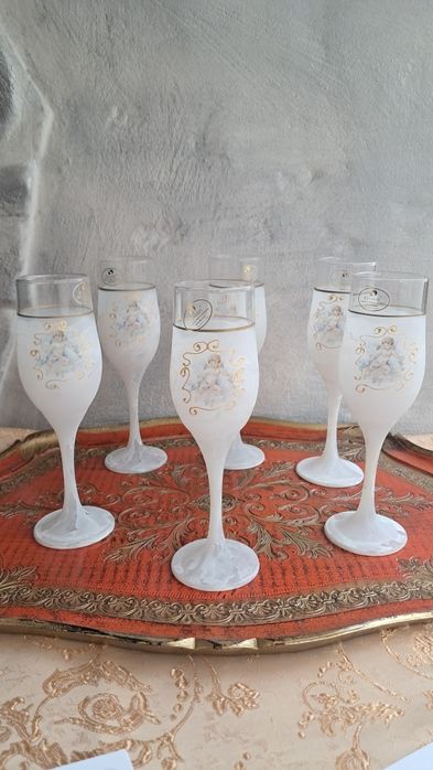 Два комплекта за шампанско и вино Murano